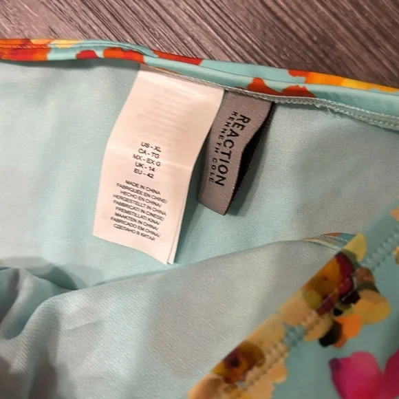 NWT Kenneth Cole light blue orange red yellow floral swim bikini bottoms XL - Picture 5 of 7